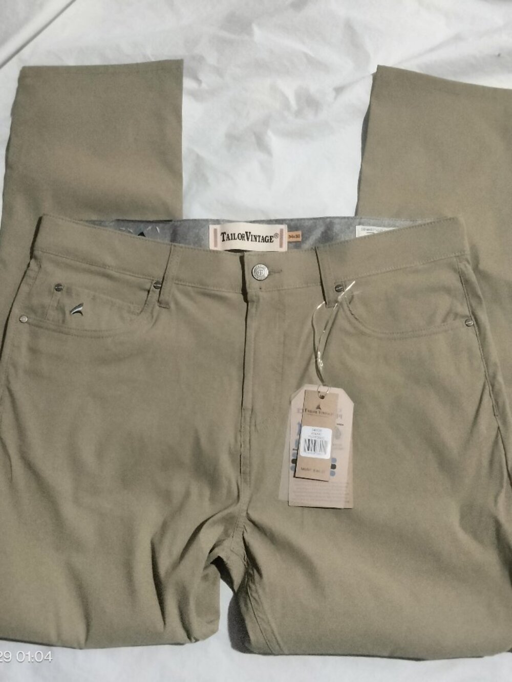 Tailor Vintage Men’s Connecticut Originals Canaan Slim Tech Pants Khaki 34x30(35